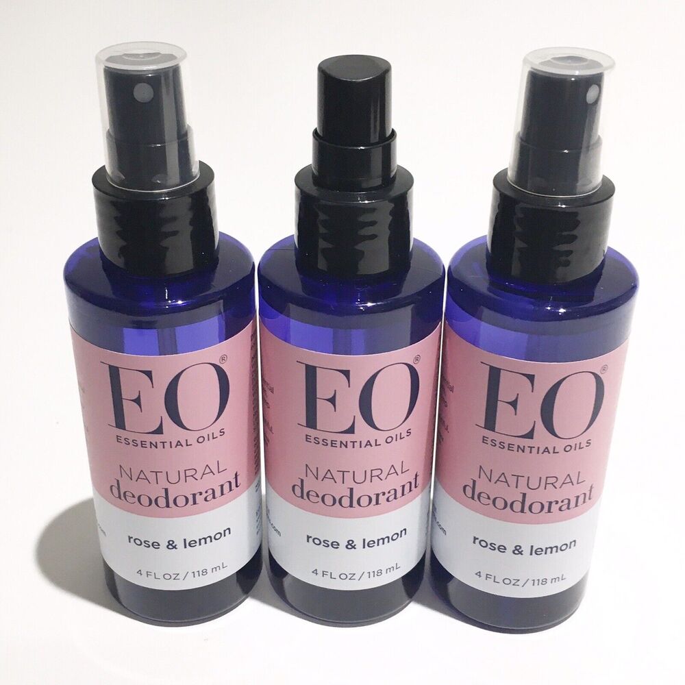 EO Deodorant Spray Rose Lemon Plant Based No Aluminum 4oz (3 pack) Essenital Oil